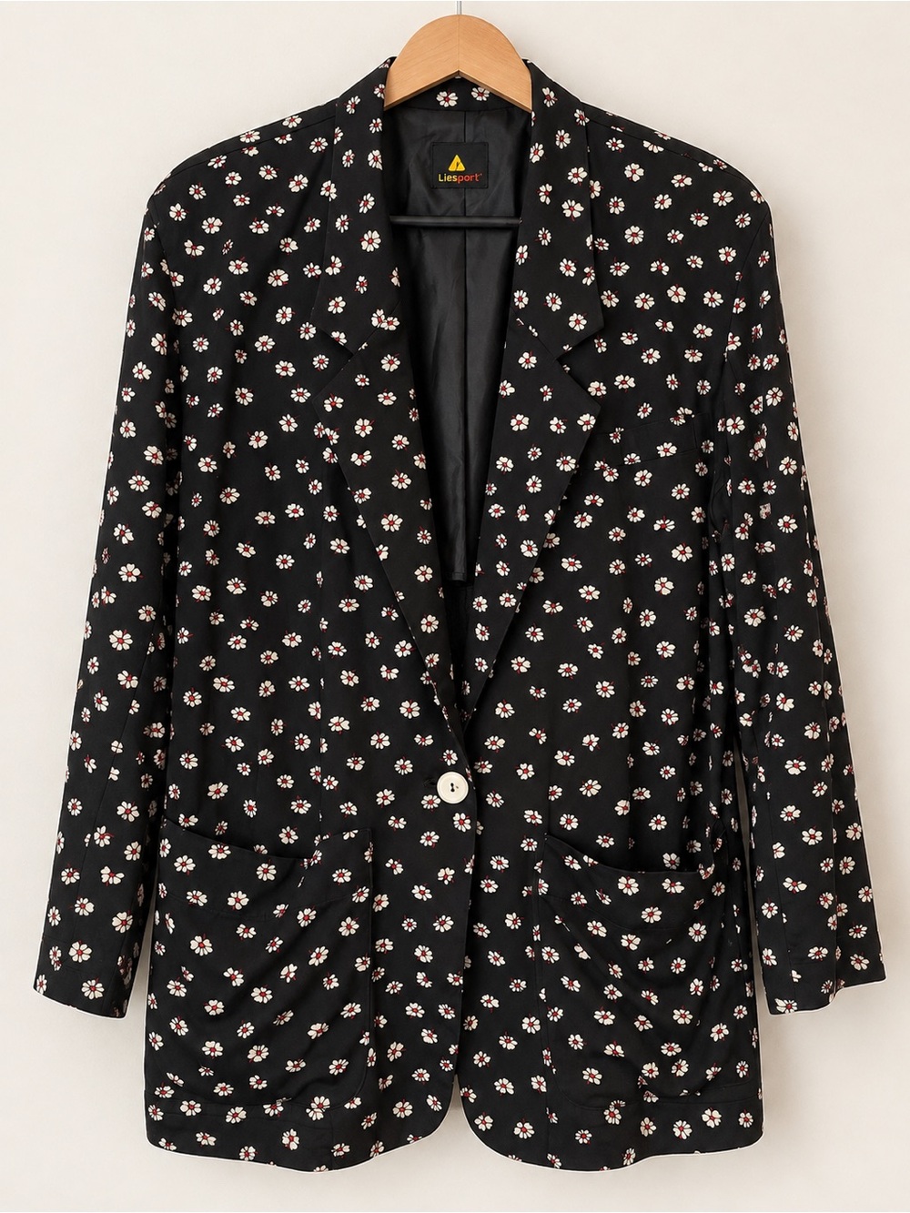 Vintage 90s LizSport Ditsy Floral Blazer / Oversized Grunge Whimsigoth Jacket L